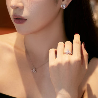 [Polaidi Jewelry]Ornate Flower Shape Pear Cut Lover Earrings