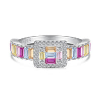 [Perlaura Jewelry ]Exquisite Colorful Radiant Cut Party Ring