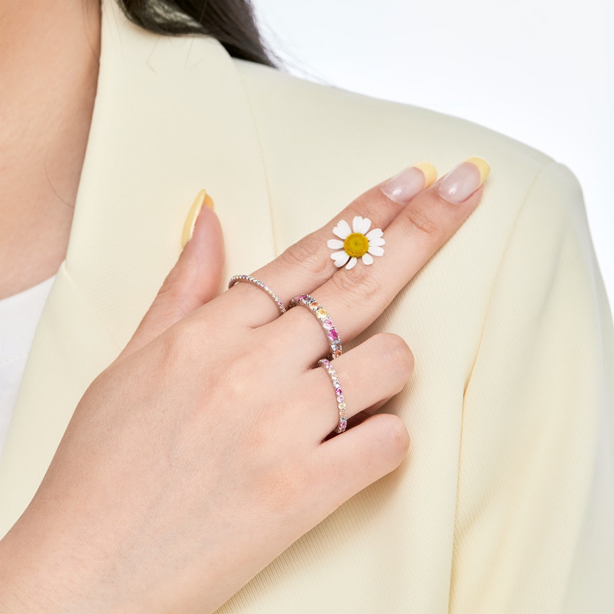 [Polaidi Jewelry]Ornate Colorful Round Cut Tennis Ring