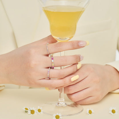 [Polaidi Jewelry]Ornate Colorful Round Cut Tennis Ring