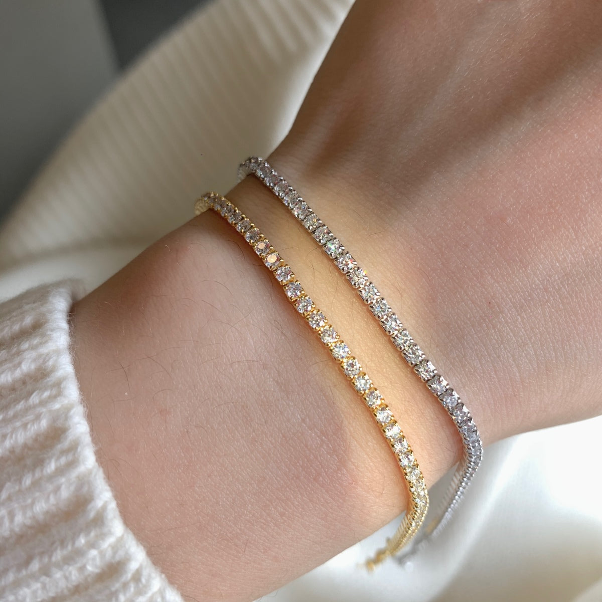 [Polaidi Jewelry]Radiant Shinning Princess Cut Tennis Bracelet