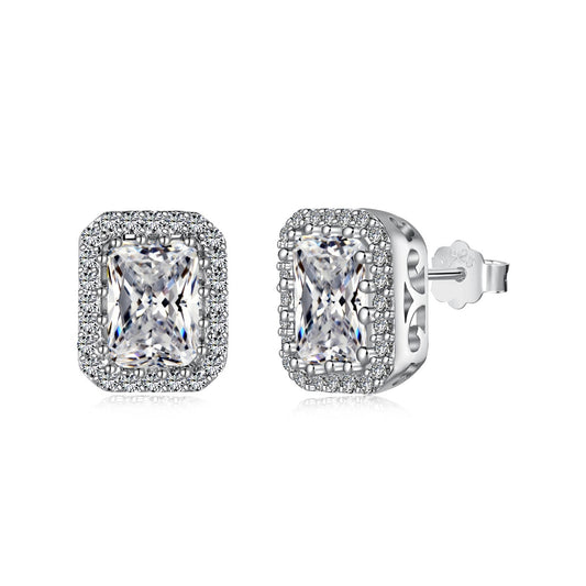 [Polaidi Jewelry]1.0 Carat Luxurious Dainty Emerald Cut Daily Earrings