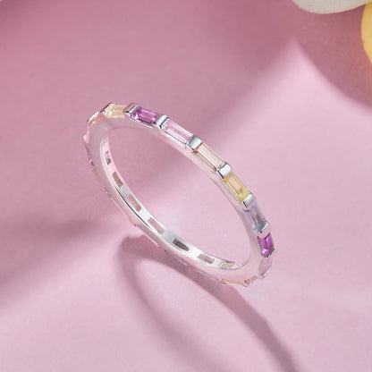 [Polaidi Jewelry]Exquisite Multicolored Emerald Cut Daily Ring