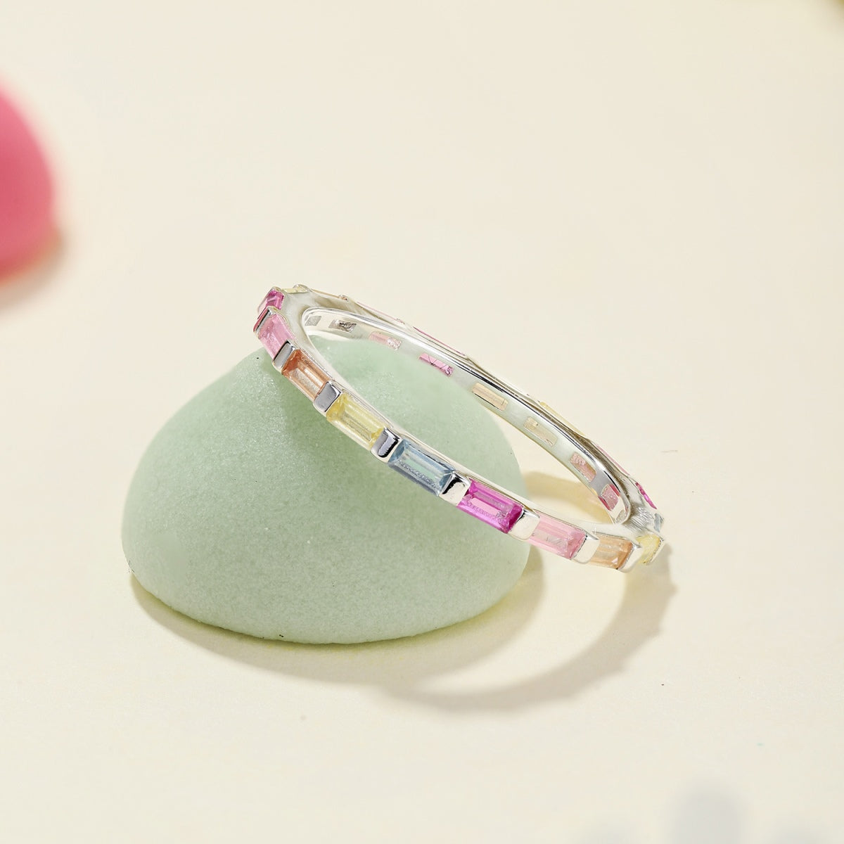 [Polaidi Jewelry]Exquisite Multicolored Emerald Cut Daily Ring