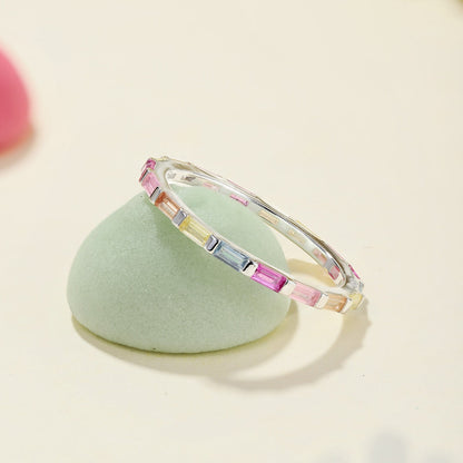 [Polaidi Jewelry]Exquisite Multicolored Emerald Cut Daily Ring