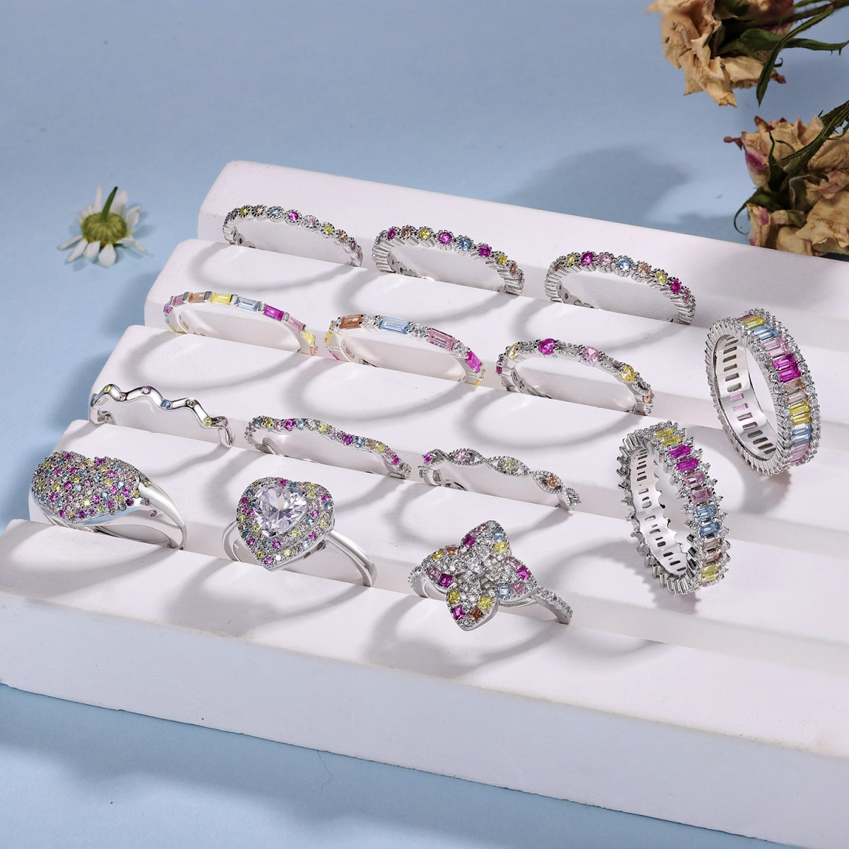 [Polaidi Jewelry]Exquisite Multicolored Emerald Cut Daily Ring