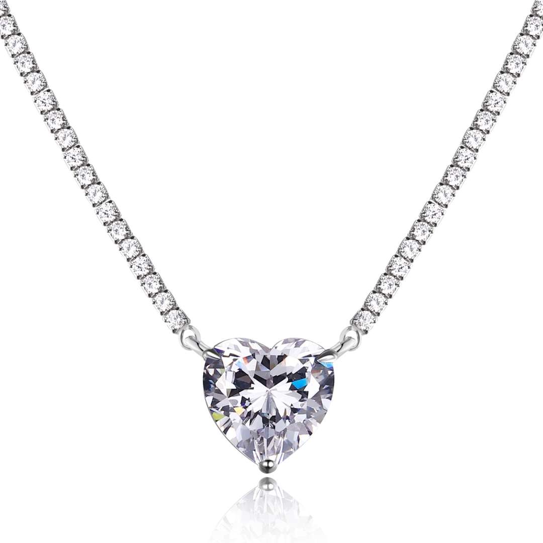 [Polaidi Jewelry]8.0 Carat Versatile Colorful Sweet Heart-Shaped Tennis Necklace