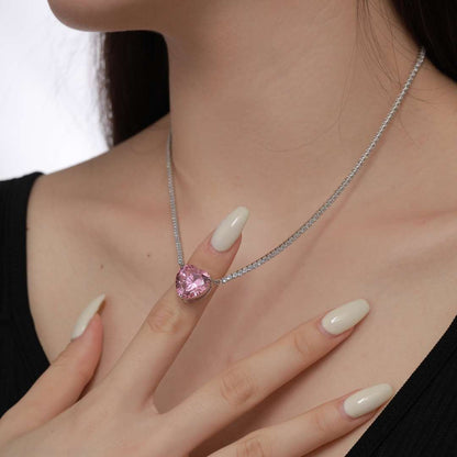 [Polaidi Jewelry]8.0 Carat Versatile Colorful Sweet Heart-Shaped Tennis Necklace