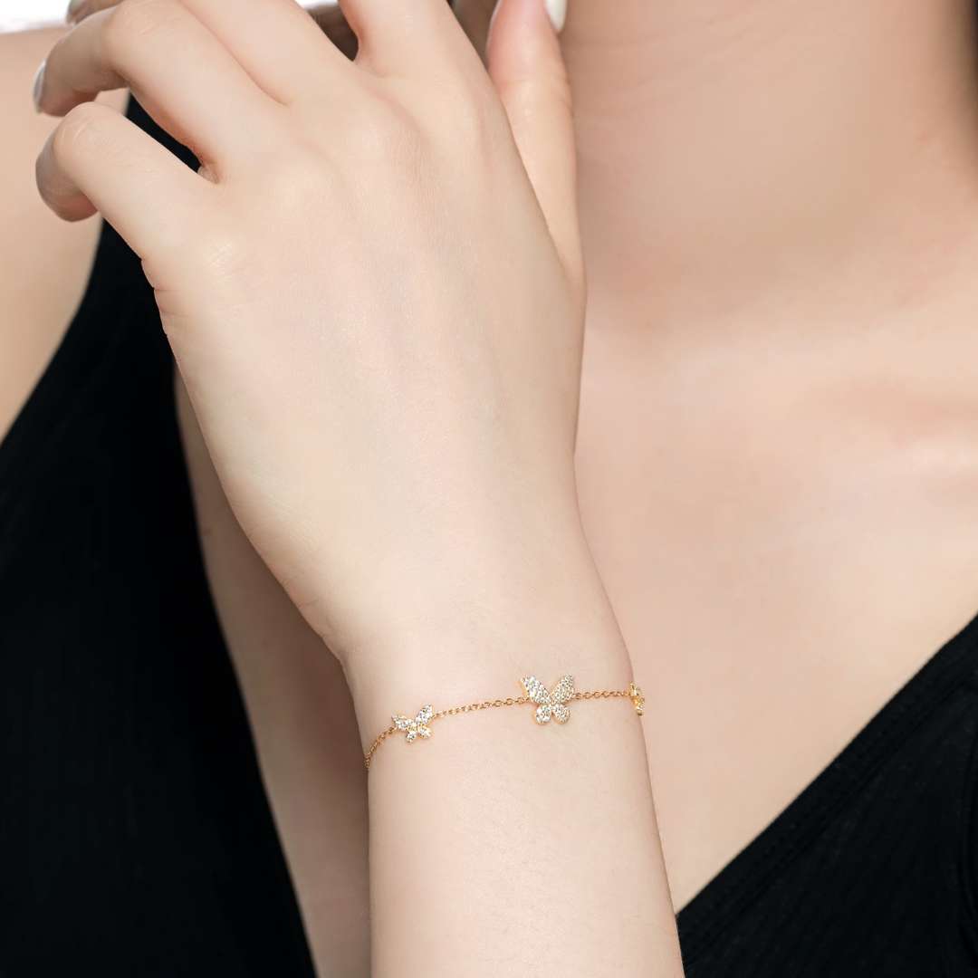 [Polaidi Jewelry]Delicate Butterfly Pendant Bracelet