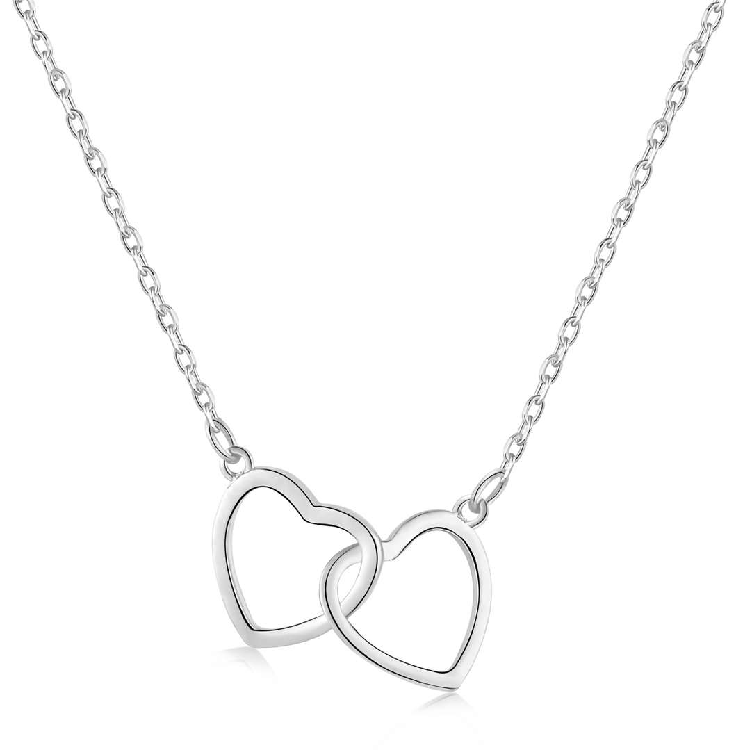 [Polaidi Jewelry]Sterling Silver Love Double Ring Necklace