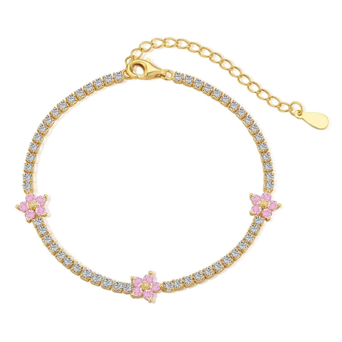 [Polaidi Jewelry]Sparkling Flower Shape Tennis Bracelet
