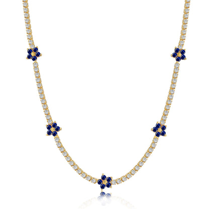 [Polaidi Jewelry]Luxurious Colorful Flower Tennis Necklace