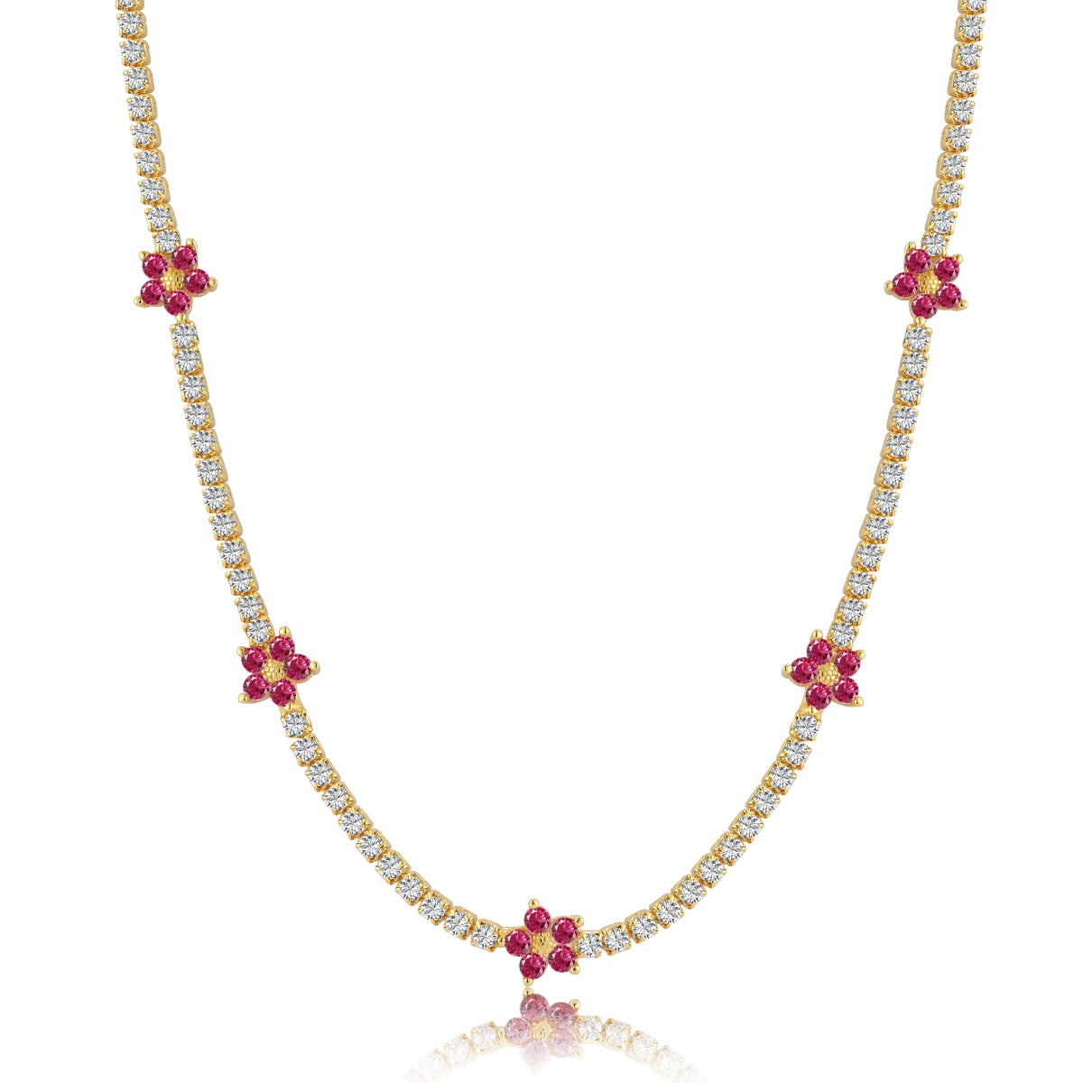 [Polaidi Jewelry]Luxurious Colorful Flower Tennis Necklace