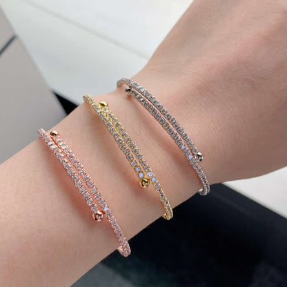 [Polaidi Jewelry]Row of Diamonds Round Fashion Bracelet