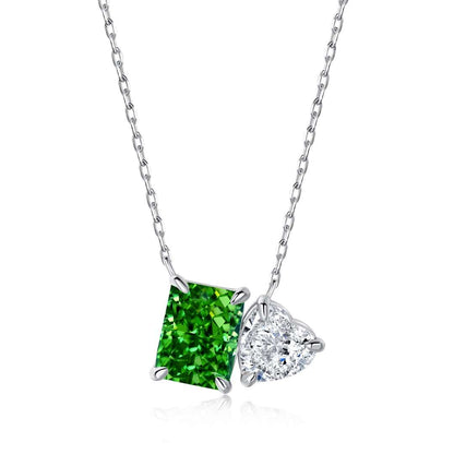 [Polaidi Jewelry]Dazzling Square & Heart Shape Necklace
