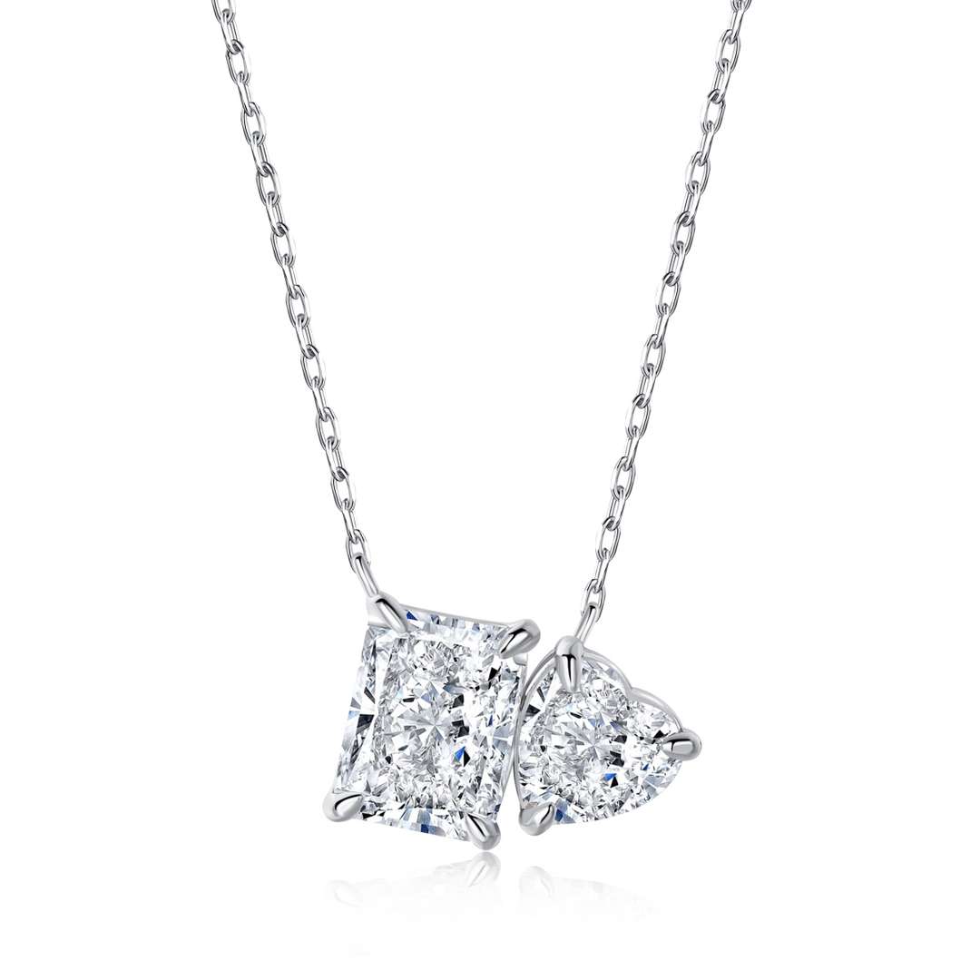 [Polaidi Jewelry]Dazzling Square & Heart Shape Necklace