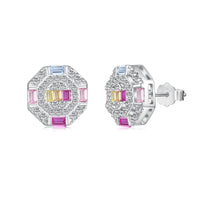 [Perlaura Jewelry ]Ornate Colorful Octagon Shape Daily Earrings