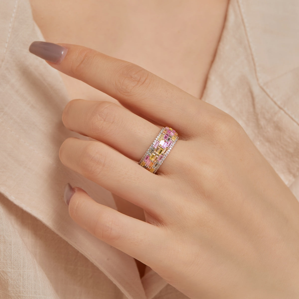 [Polaidi Jewelry]Radiant Colorful Radiant Cut Daily Ring