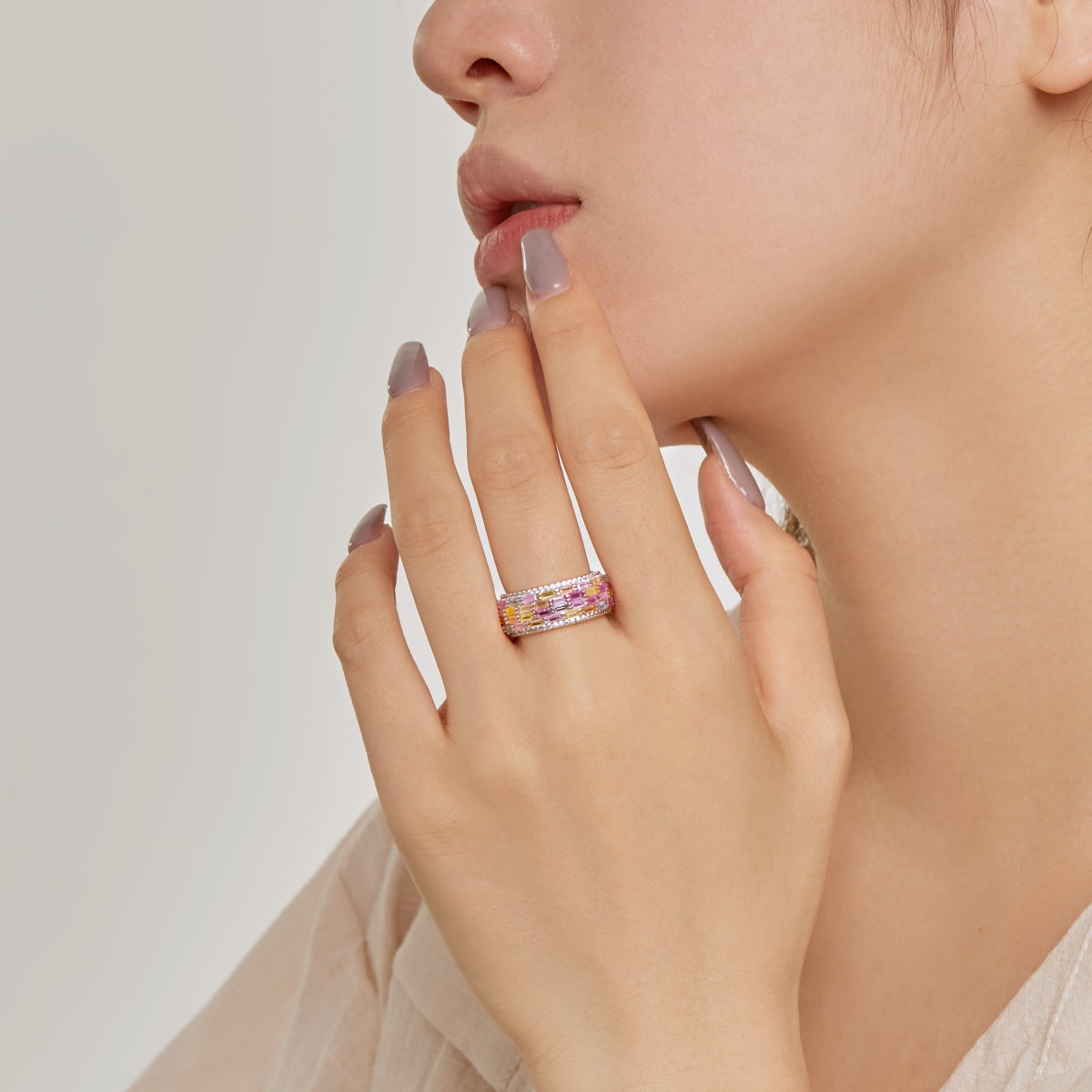 [Polaidi Jewelry]Radiant Colorful Radiant Cut Daily Ring