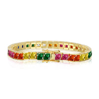 [Perlaura Jewelry ]Radiant Colorful Princess Cut Tennis Bracelet