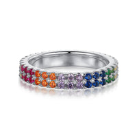 [Perlaura Jewelry ]Unique Colorful Round Cut Tennis Ring