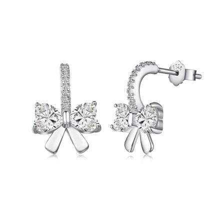 [Polaidi Jewelry]Exquisite Earrings With Heart-Shaped Bow Design