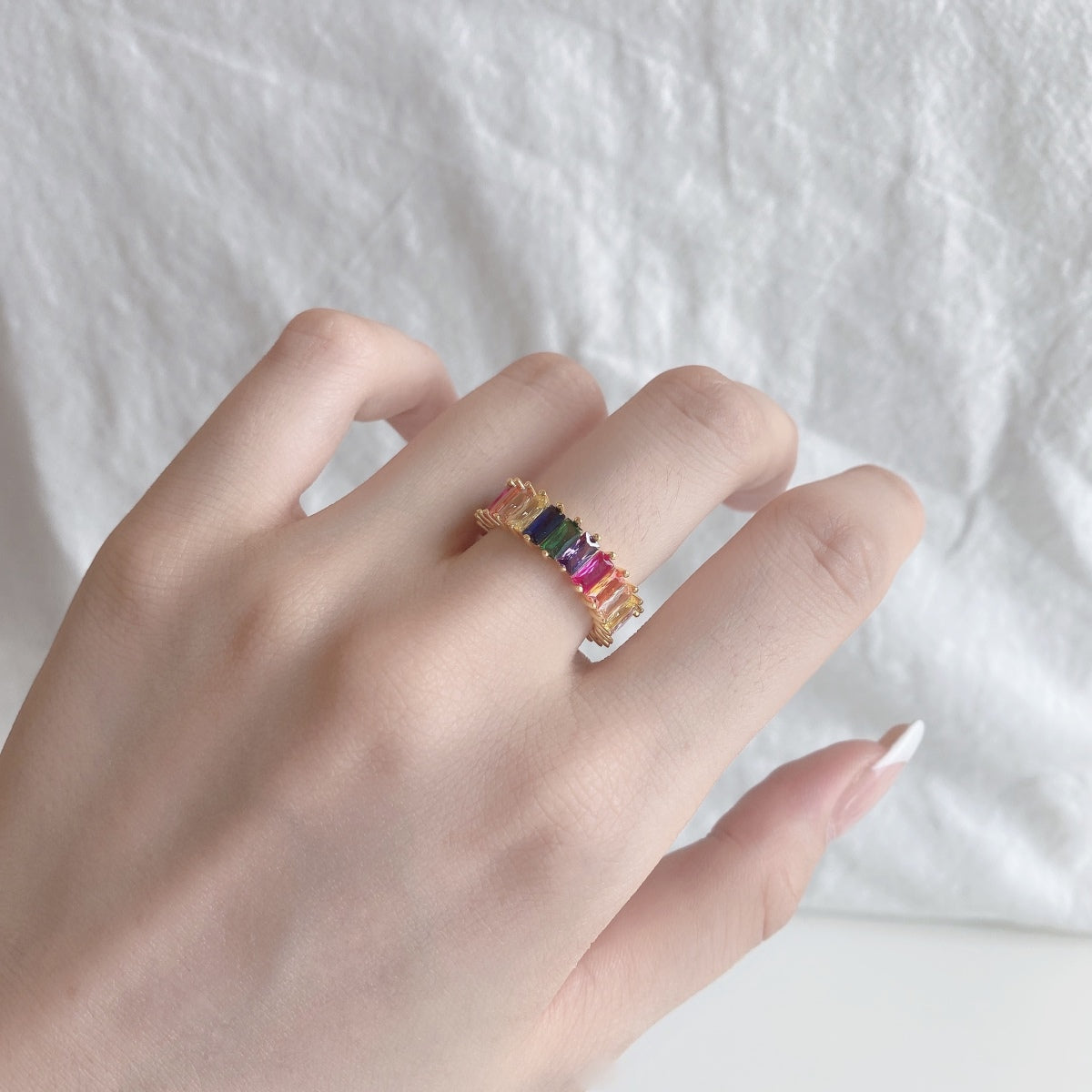 [Polaidi Jewelry]Unique Colorful Radiant Cut RIng