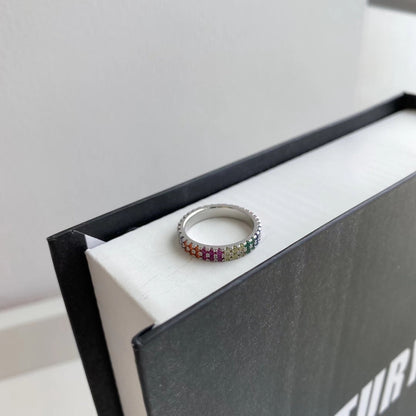 [Polaidi Jewelry]Unique Colorful Round Cut Tennis Ring