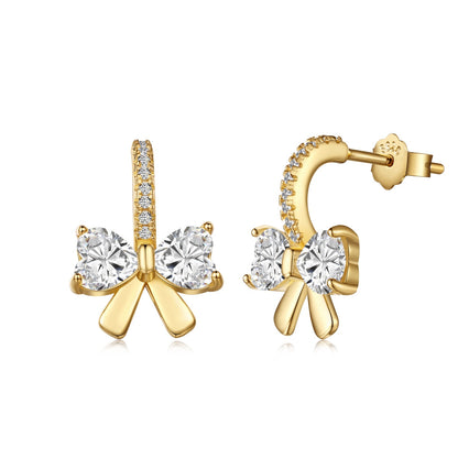 [Polaidi Jewelry]Exquisite Earrings With Heart-Shaped Bow Design