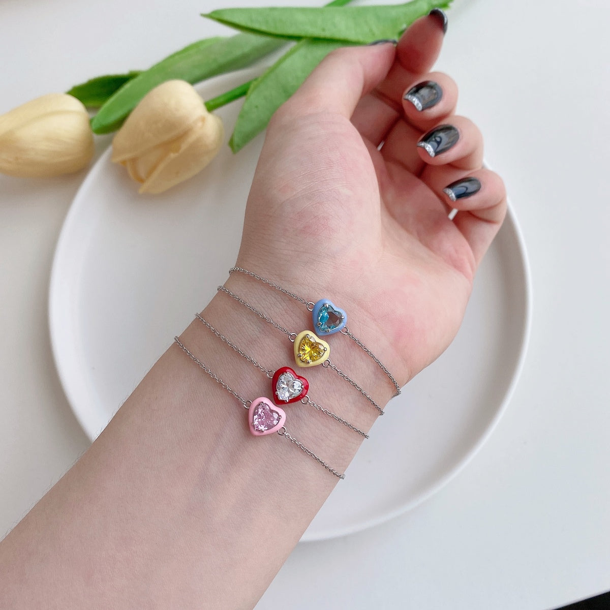 [Polaidi Jewelry]Sparkling Romantic Heart Shape Lover Bracelet