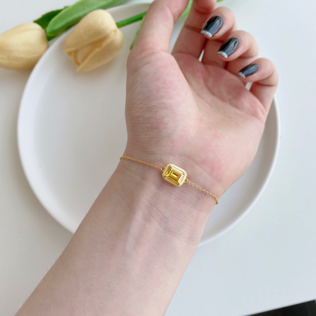 [Polaidi Jewelry]2.0 Carat Sparkling Colorful Emerald Cut Daily Bracelet