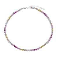 [Perlaura Jewelry ]Sparkling Colorful Full Heart Tennis Necklace