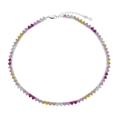[Polaidi Jewelry]Sparkling Colorful Full Heart Tennis Necklace
