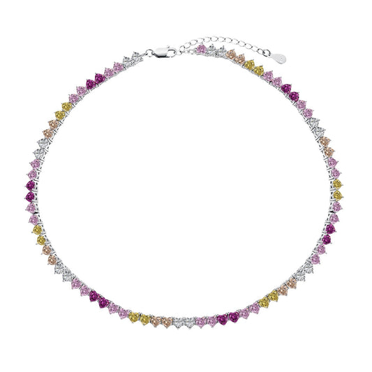 [Polaidi Jewelry]Sparkling Colorful Full Heart Tennis Necklace