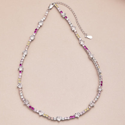 [Polaidi Jewelry]Delicate Colorful Rainbow Tennis Chain