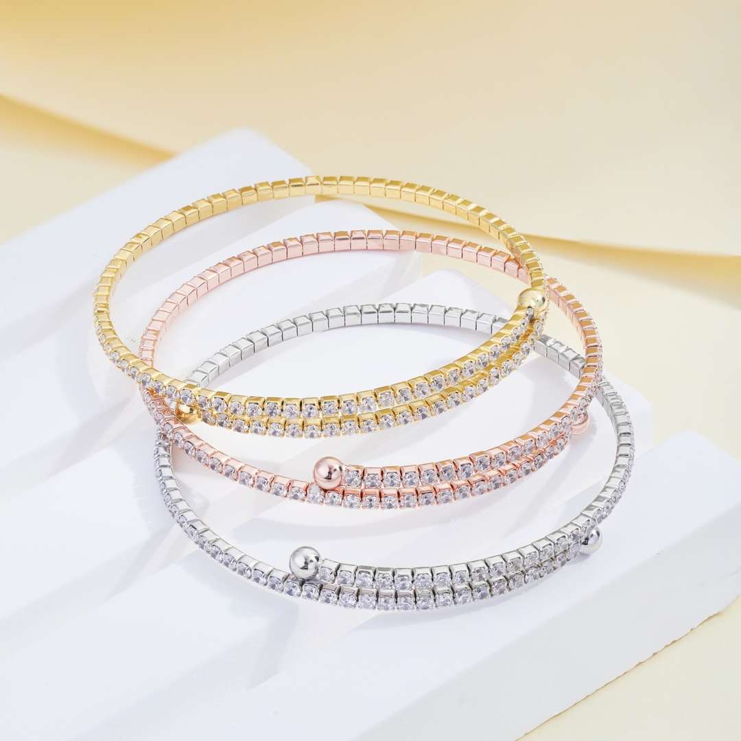 [Polaidi Jewelry]Row of Diamonds Round Fashion Bracelet