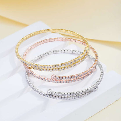 [Polaidi Jewelry]Row of Diamonds Round Fashion Bracelet