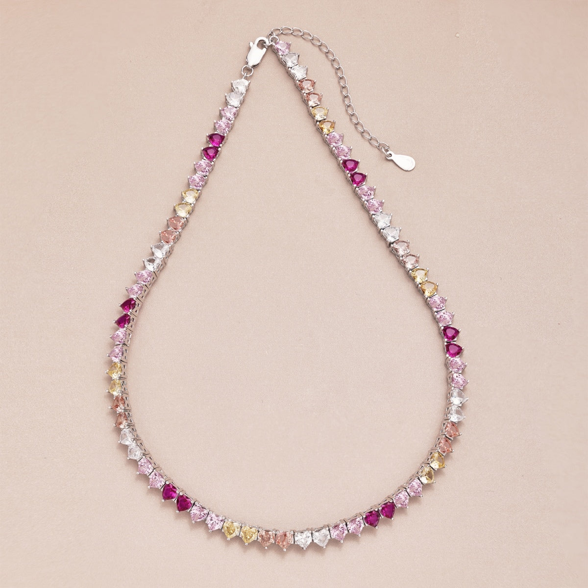 [Polaidi Jewelry]Sparkling Colorful Full Heart Tennis Necklace