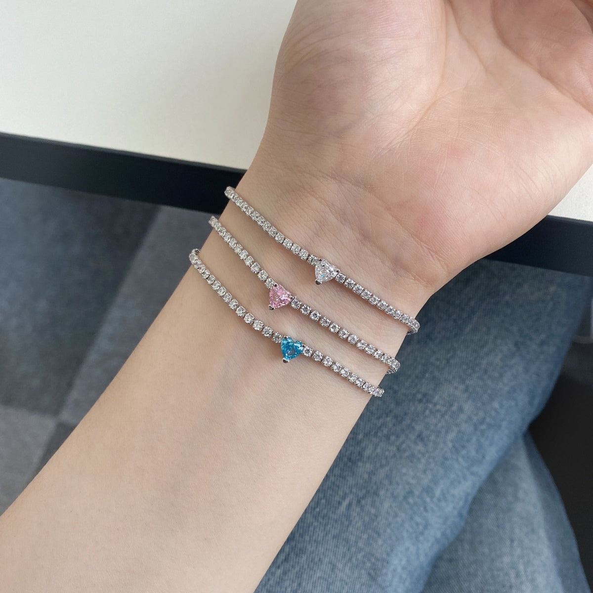 [Polaidi Jewelry]0.5 Carat Elegant Romantic Heart Shape Lover Bracelet