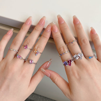 [Polaidi Jewelry]Radiant Colorful Round Cut Daily Ring