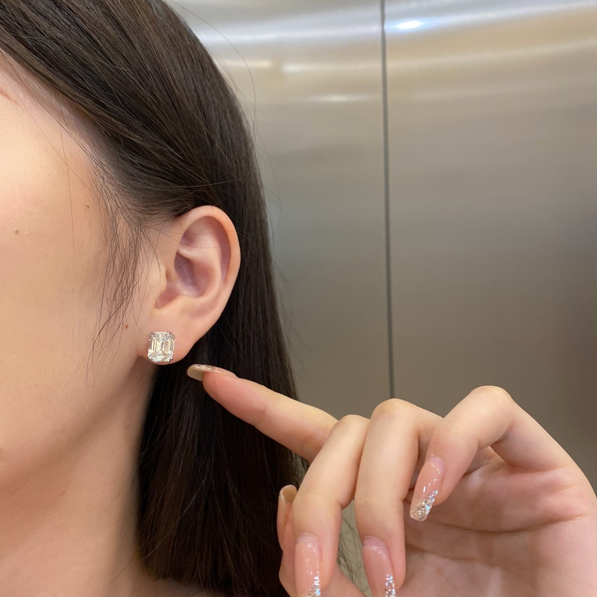 [Polaidi Jewelry]Dazzling Square Shape Earrings