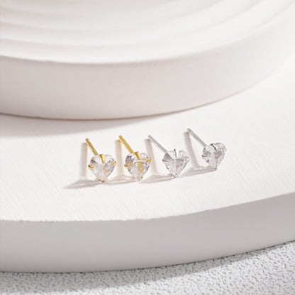 [Polaidi Jewelry]Sparkling Heart Shaped Simple Earrings