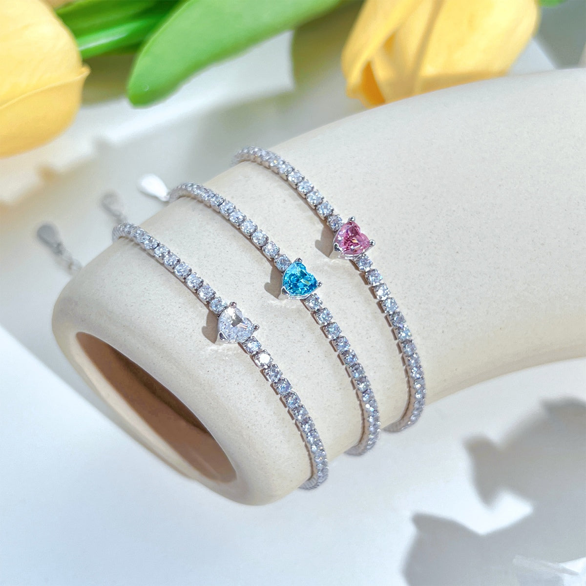 [Polaidi Jewelry]0.5 Carat Elegant Romantic Heart Shape Lover Bracelet