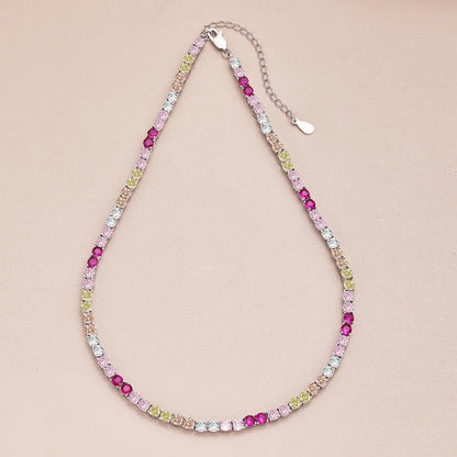 [Polaidi Jewelry]Delicate Colorful Tennis Necklace