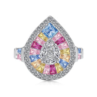 [Perlaura Jewelry ]Elegant Colorful Water Drop Shape Banquet Ring