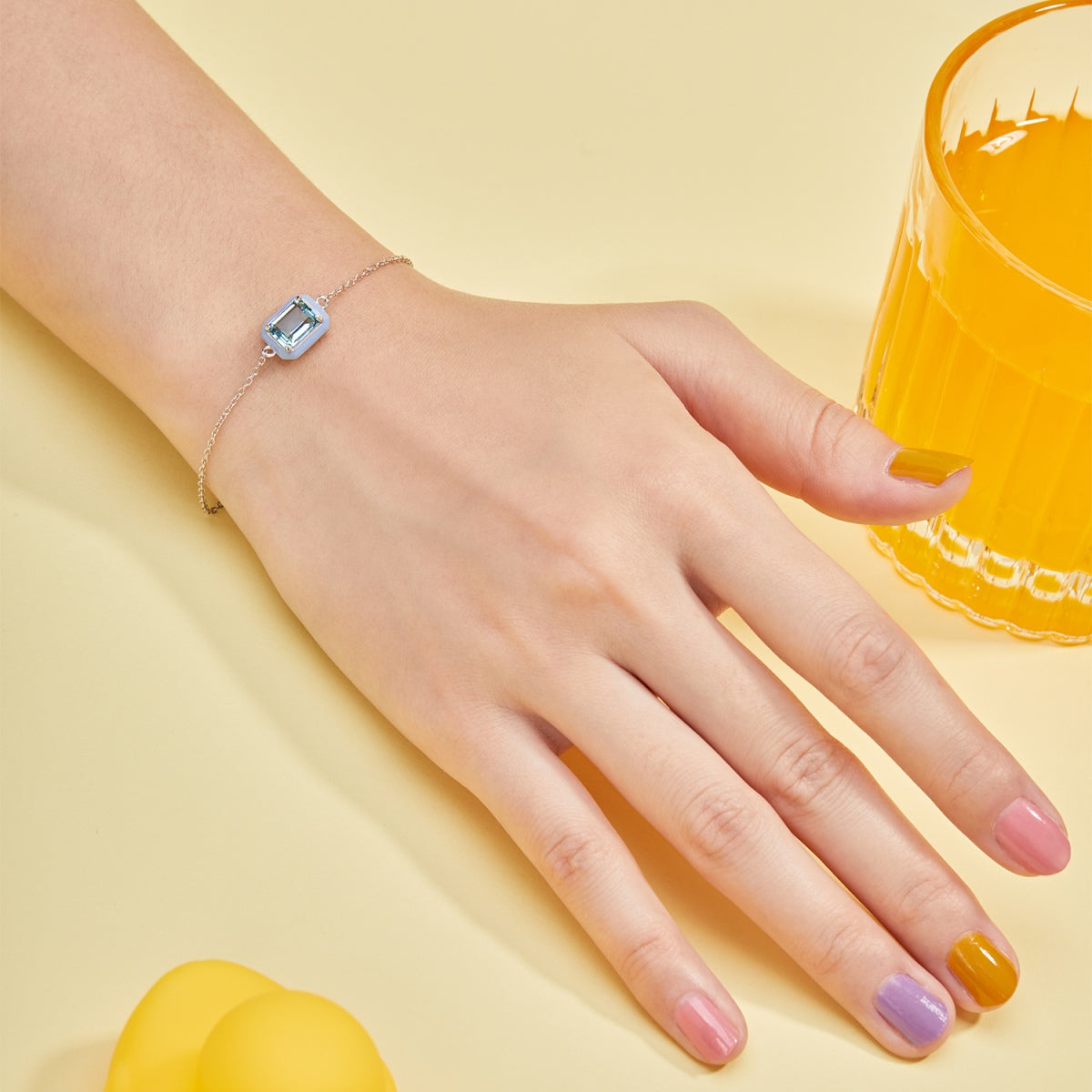 [Polaidi Jewelry]2.0 Carat Sparkling Colorful Emerald Cut Daily Bracelet