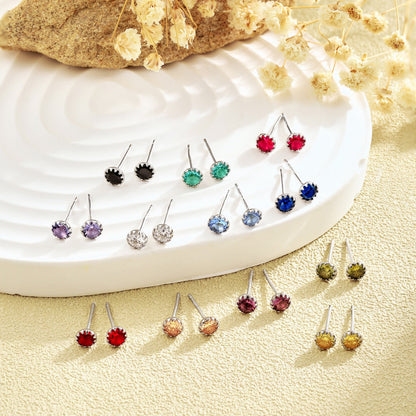 [Polaidi Jewelry]Sparkling Colorful Round Shape Earrings