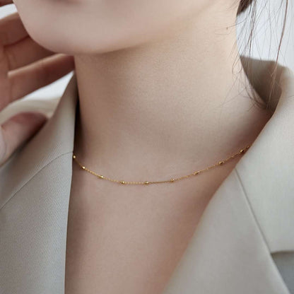 [Polaidi Jewelry]Small Bead Clavicle Chain Simple Necklace