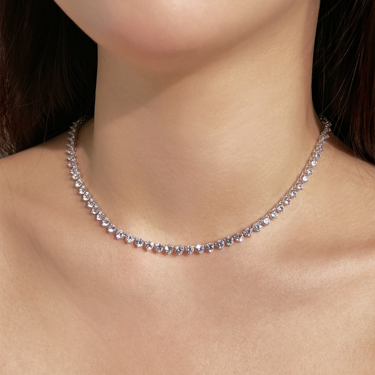 [Polaidi Jewelry]Ornate Heart Cut Tennis Necklace