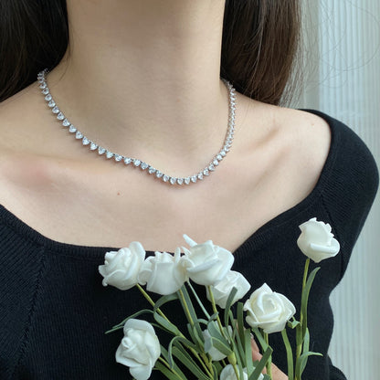 [Polaidi Jewelry]Ornate Heart Cut Tennis Necklace